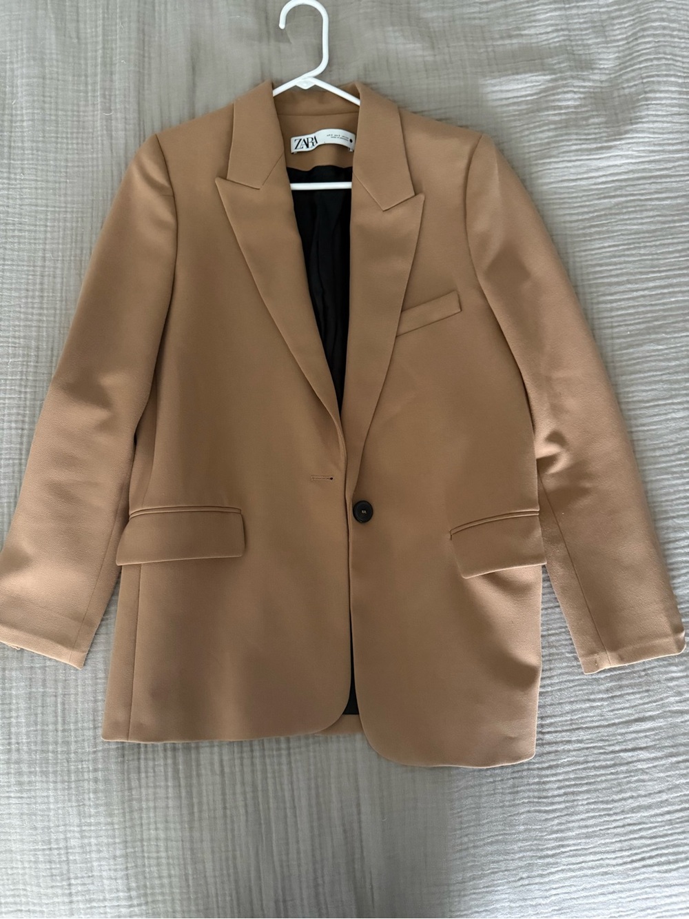Zara Tan Single-Button Blazer